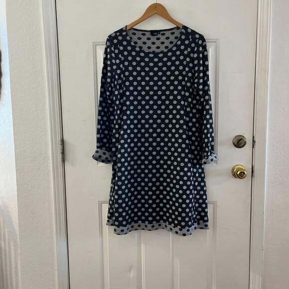 Lisa Bayne Woman's Pola Dot Sweater Midi Dress  Sz Lr - Picture 2 of 7